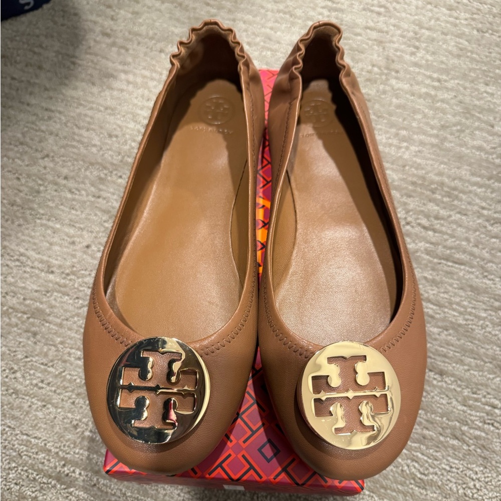 Tory Burch Brown Gold Flats